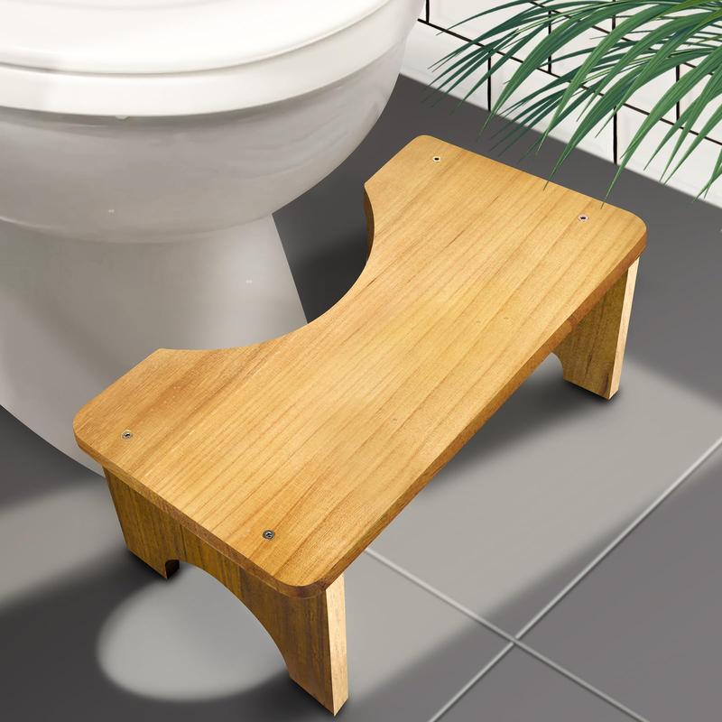 Toilet Stool Squat Adult, Wood Poop Stool for Bathroom Adults, Portable Toilet Potty Stool for Adults, 7 Inch Height