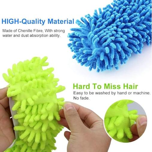 4 Pairs Shoes Cover Dust Duster, Multi Function Reusable Mop Slippers, Microfiber Dust Mops, Multi Purpose Floor Cleaning Shoes for Bathroom, Office, Kitchen, House Polishing Cleaning