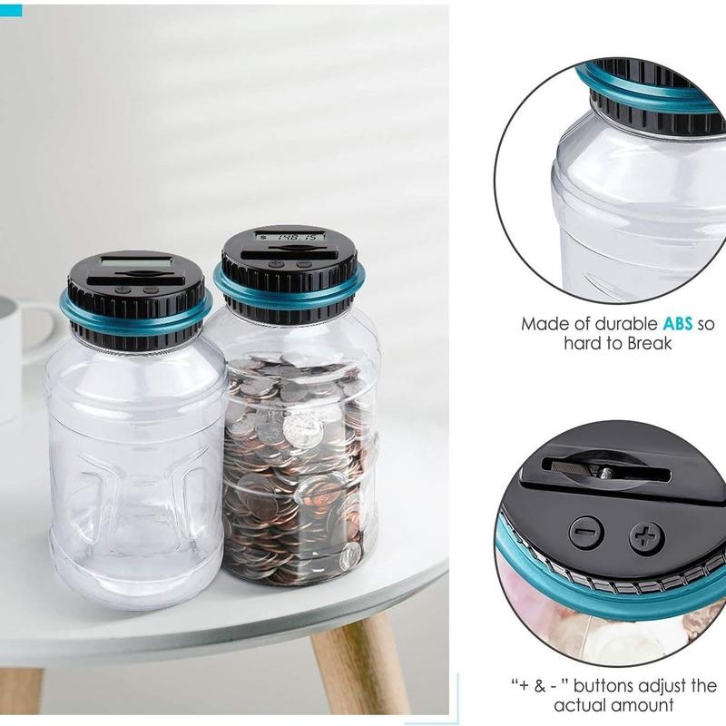 Smart Coin Piggy Banks without Battery, 1 Count LCD Display Counting Money Saving Jar, Kids Toys, Coins Saving Box Gift