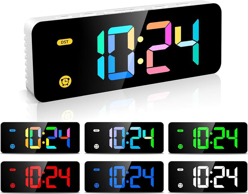 Alarm Clock for Kids -Digital Clock with 7 Color, 4 Dimmable Backlight & 3 Adjustable Volumes, 12 24 Hour, Snooze, Small Clocks for Classroom Bedroom Decor Set