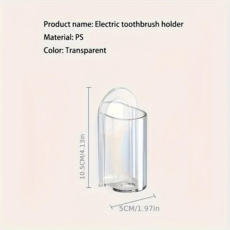 Wall-Mounted Electric Toothbrush Holder with Self-Adhesive, Transparent Storage Rack for Bathroom Organization