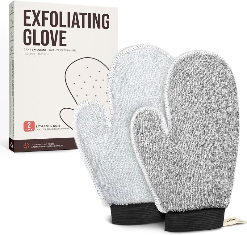 2 Pack Deep  Glove with Dual Texture, Massage  Scrub Gloves for Home ,  Mitt for  Removal (Deep + Gentle)