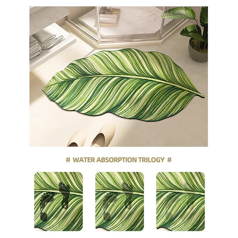 Leaf Shaped Bathroom Mat, 1 Count Creative Non-slip Home Floor Mat, Water Absorbent Bathroom Rug, Household Bath Mat