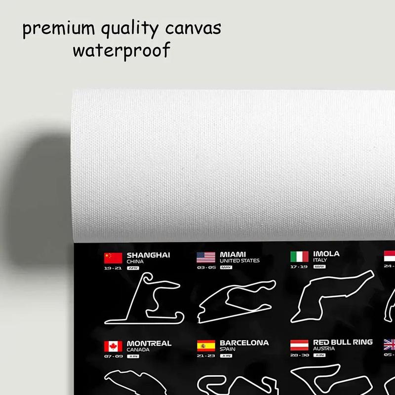 2024 Formula Racing Track Diagram Canvas Painting without Frame, Modern Wall Art Painting, Wall Art Decor for Home Living Room Bedroom Office School