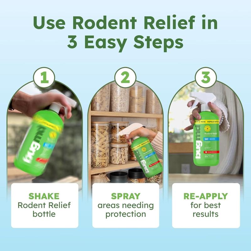 BugMD Peppermint Oil Spray for Rodents - 16oz Mouse Repellent & Rodent Repellent Spray, Natural Mice Repellent with Cinnamon, Clove, and Rosemary Oil