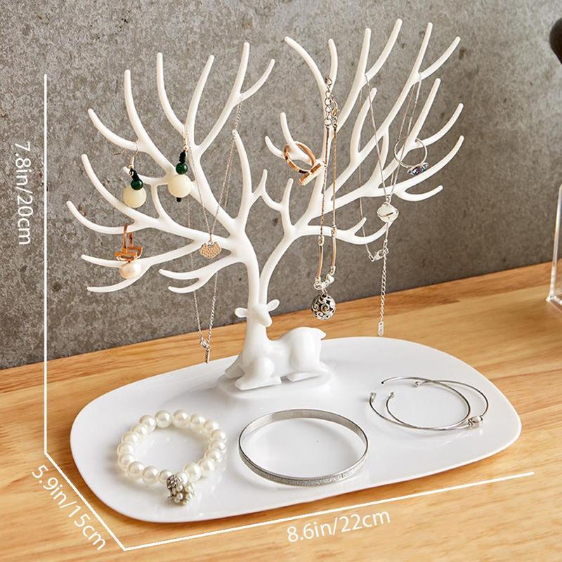 Christmas Deer Antler Tree Shaped Jewelry Display Stand, 1 Count Desktop Jewelry Rack For Earring Necklace Bracelet