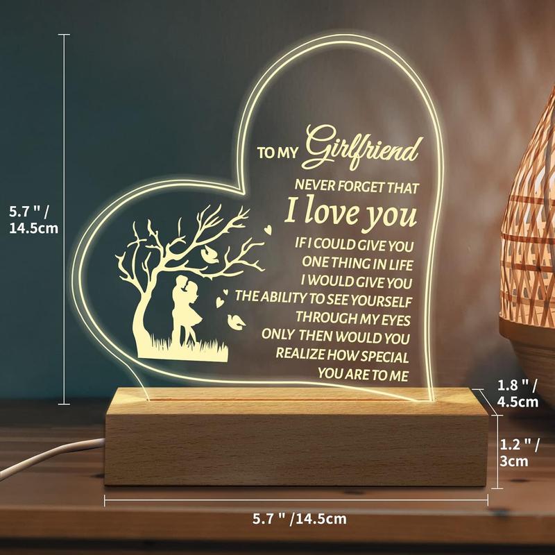 Christmas Gift for Girlfriend, to My Girlfriend Acrylic Engraved 15 * 19CM Presents, Birthday Anniversary Christmas Valentines Day Gifts for Girlfriend