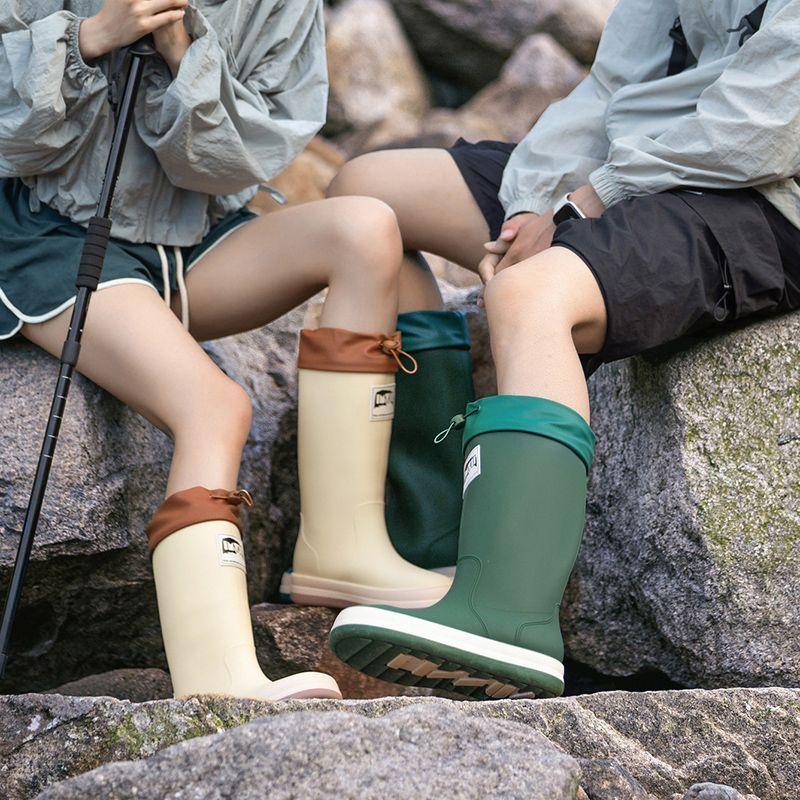 PVC Round-toe Flat-soled Wear-resistant Mid-calf Rain Boots, Lightweight Waterproof And Non-slip Fashionable Rain Boots