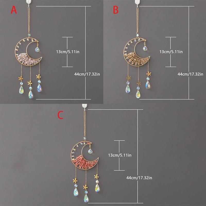 Creative Hanging Decor, 1 Count Artificial Crystal Moon Sun Catcher, Home Decor for Living Room Bedroom Garden Party Wedding