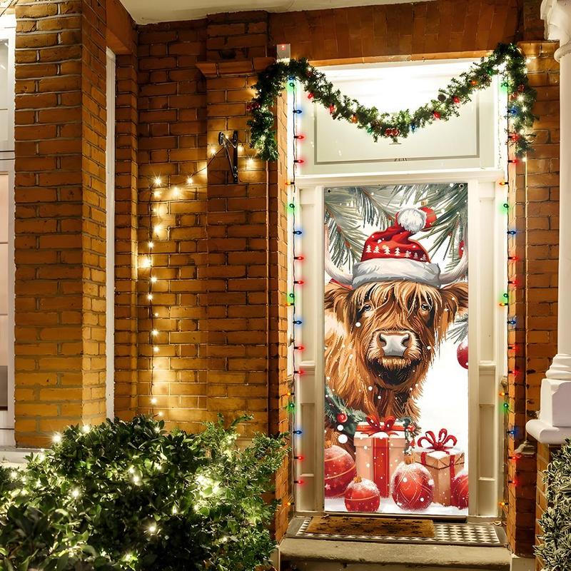 Christmas Themed Door Banner, 1 Count Festive Door Decoration, Door Hanging Banner for Home Living Room Bedroom, Party Decoration Supplies