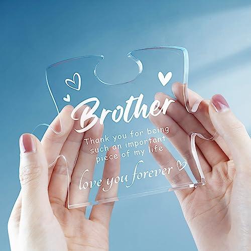 Gifts for Brother, Birthday Gifts for Brother from Sister Brother - 4.9 x 3.7 inch Acrylic Block, Graduation Wedding Christmas Gifts for Brothers, Best Brother Gifts Ideas