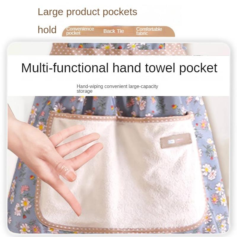 Cotton Floral Princess Apron Women's High-Grade Household Waterproof and Oil-Proof Bib Cute Hand-Wiping Skirt Wholesale egg apron birthday gift Flower