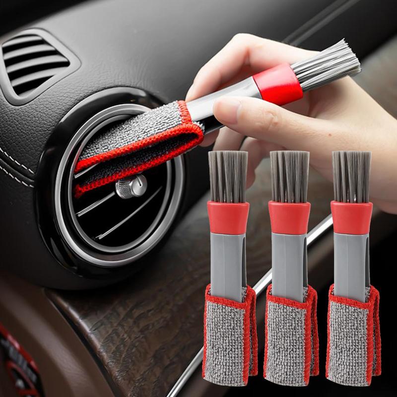 Car Air Conditioner Cleaning Brush, Car Air Conditioner Crevice Brush, Double Head Design Dashboard Soft Bristle Dust Brush, Car Interior Cleaning Brush