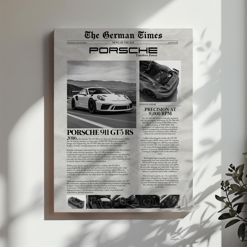 Porsche 911 GT3 RS Poster | Car Poster | Super Car | Home Decor | Wall Decor