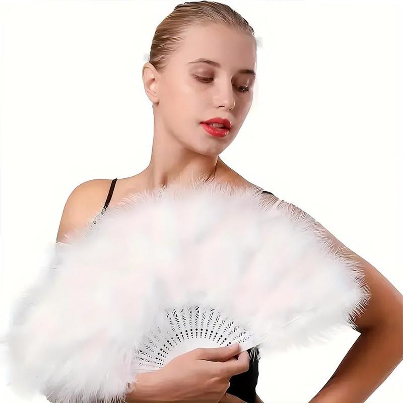 Folding Feather Fan, 1 Count Exquisite Dance Props Fan, Wedding Holiday Party Gift for Women Friend Bestie