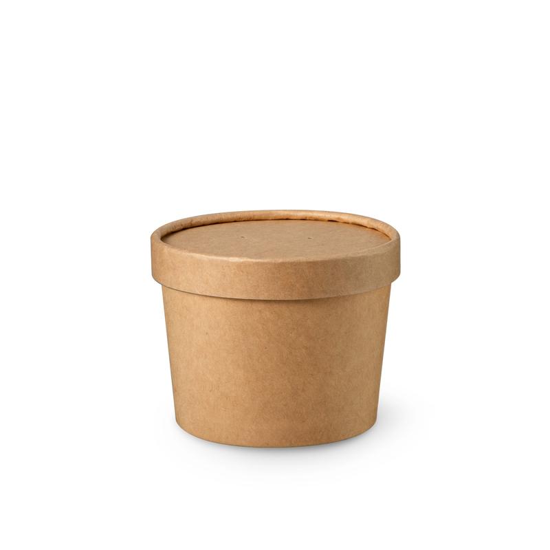 8oz Kraft Compostable Paper Food Cup with Vented Lid