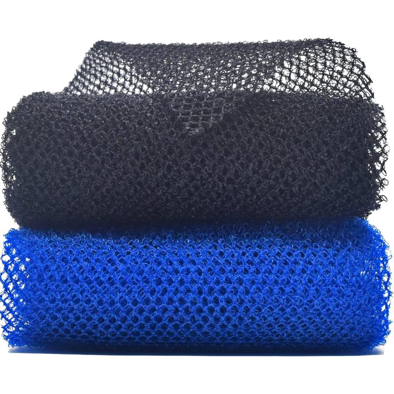 AFRICAN NET SPONGE & SCRUBBING RAG: 2-Piece Exfoliating Set for Body - Black Blue Bath Accessories