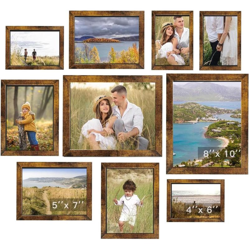 Gallery Wall Frame Set, Picture Frames Collage Wall Decor 10 Pcs, Picture Frame Set for Wall Mounting or Tabletop Display, Multi Sizes Including 8x10, 5x7, 4x6 Family Photo Frames