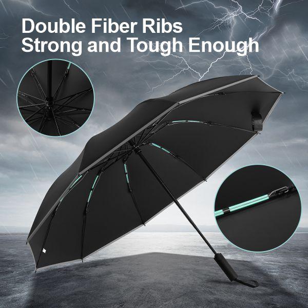 Large Inverted Automatic Travel Umbrella,  Reverse Folding Umbrella Portable Windproof Compact Umbrella with Reflective Stripe for Rain & Sun