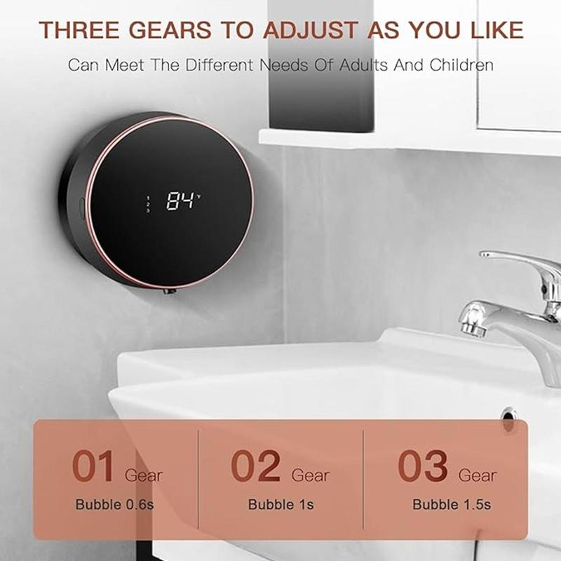 Wall Mounted Automatic Soap Dispenser, 1 Count Rechargeable Touchless Auto Foaming Soap Dispenser, Electric Smart Soap Dispenser for Bathroom Kitchen