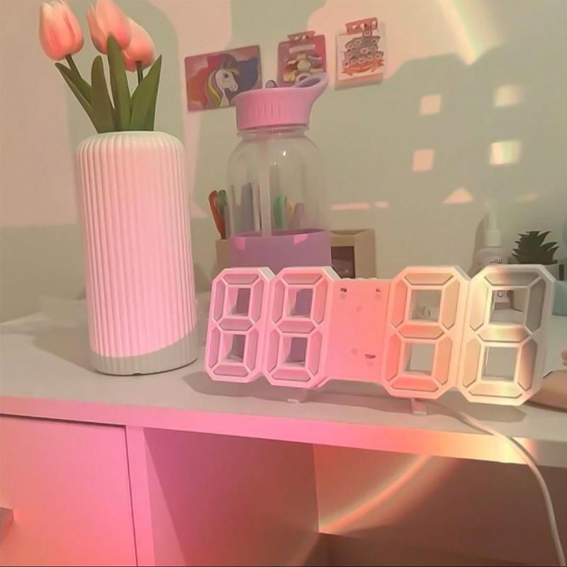 Desktop Digital Clock, 1 Count 3D Luminous Digital Wall Clock, Silent Alarm Clock, Creative Desktop Alarm Clock, Student Electronic Alarm Clock