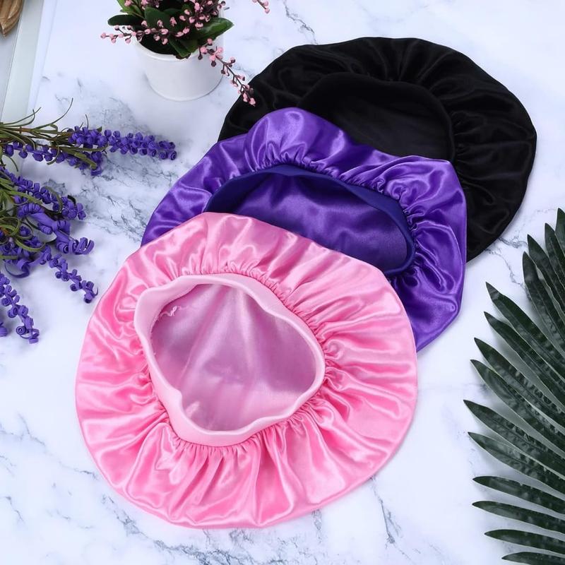 H A C Satin Bonnet for Minors - Wide Brim Sleep & Shower   swimming cap