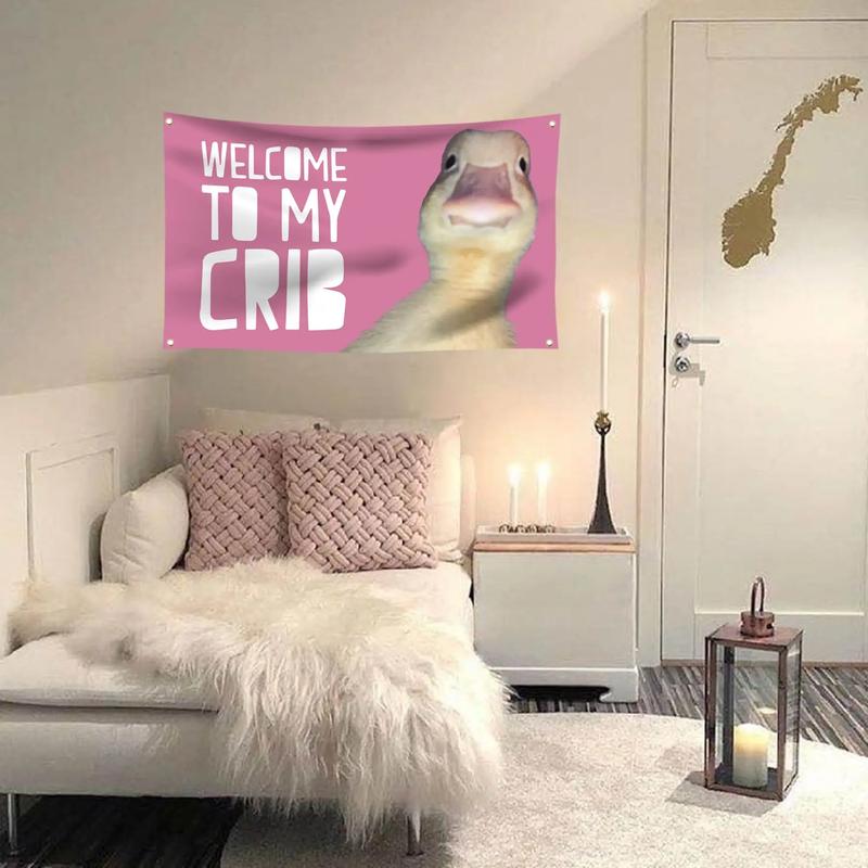 Welcome to My Crib Funny Pink Flag 3X5 Ft for Bedrooms Living Rooms Bars College Dorms Decor,with 4 Brass Grommets