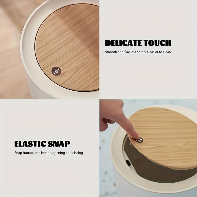 Creative Trash Can with Lid, 1 Count Snap Button Trash Can, Household Waste Bin for Home Living Room & Bedroom & Kitchen