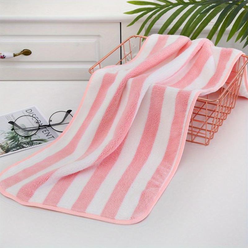 Colorful Striped Soft Bath Towel (5 Counts set), Absorbent Comfortable Bath Towel, Household Bath Towel for Bathroom, Bathroom Supplies