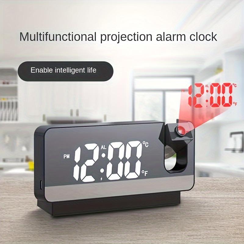 1pc Projection Alarm Clock, Digital Wall Clock, Bedroom Digital Clock for Heavy Sleepers, 180° Projector Dimmer USB Plug Bedroom Ceiling Projection Clock 2024 New