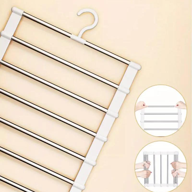 Foldable Pants Hanger, 1 Count Multi-layer Stainless Steel Folding Clothes Hanger for Home Wardrobe, Home Organizer