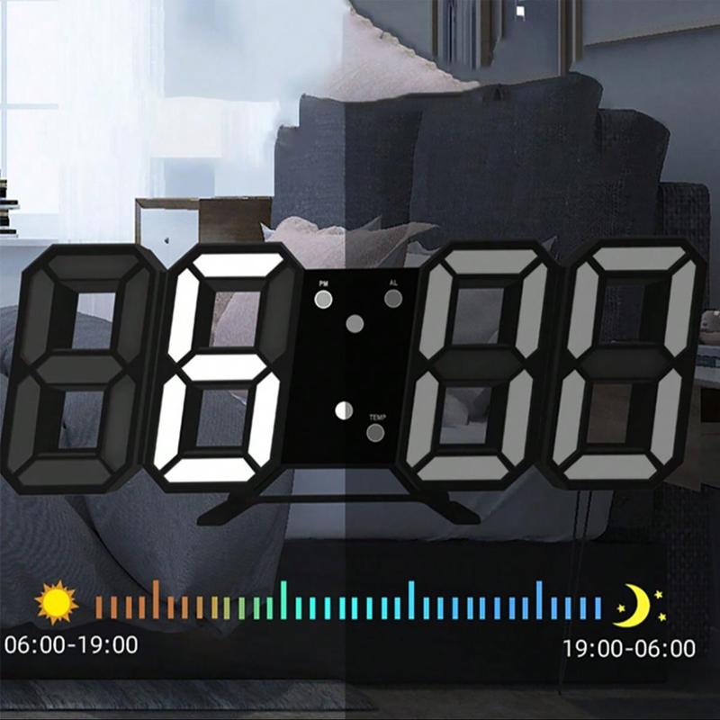 Desktop Digital Clock, 1 Count 3D Luminous Digital Wall Clock, Silent Alarm Clock, Creative Desktop Alarm Clock, Student Electronic Alarm Clock