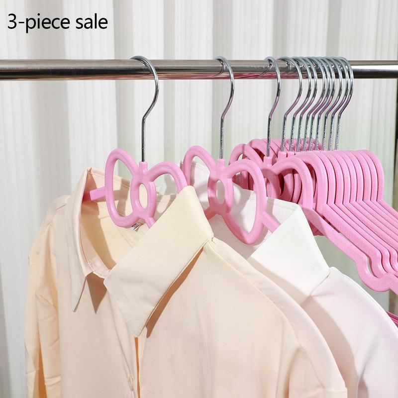 Bowknot Design Clothing Hanger, 3pcs set Creative Cute Plastic Hanger for Both Wet and Dry Clothes, Home Wardrobe Organizer for Kids