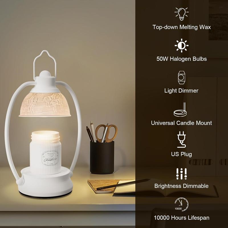 Dimmable Candle Warmer Lamp! Reindeer lampshade, melts wax, holds candles. Light & fragrance in one, fills room with cozy vibes