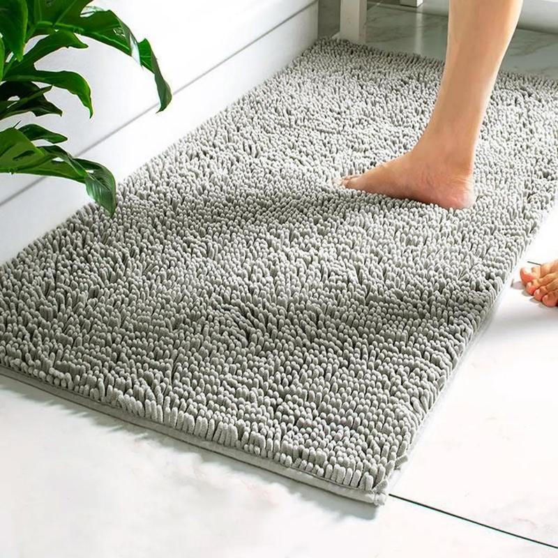 Room Decor Solid Color Plush Bath Mat, Non-slip Soft Plain Design Home Decor Entrance Rug, Water Absorbent Bathroom Mat, Bathroom Accessories, Home Decor