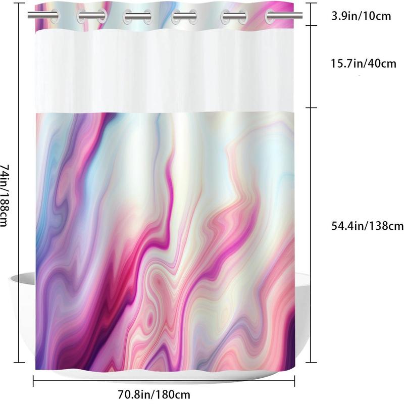 Marble Pattern Shower Curtain, Waterproof Hook Free Design Shower Curtain Bathroom Accessory, Bathroom Supplies for Home Decor, Room Decor, Fall Decor, Bathroom Gadgets 2024, Bathroom Accessories