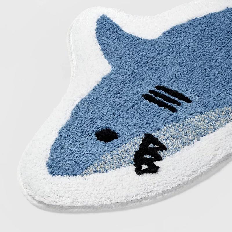 Shark Bath Rug - Rugs Blue Absorbent Bath Rugs Non-Slip Shower Rug Bath Mats for Bathroom Kitchen Sink Bedroom Floor Mat Carpet, 38 Inches (L), 20 Inches (W)