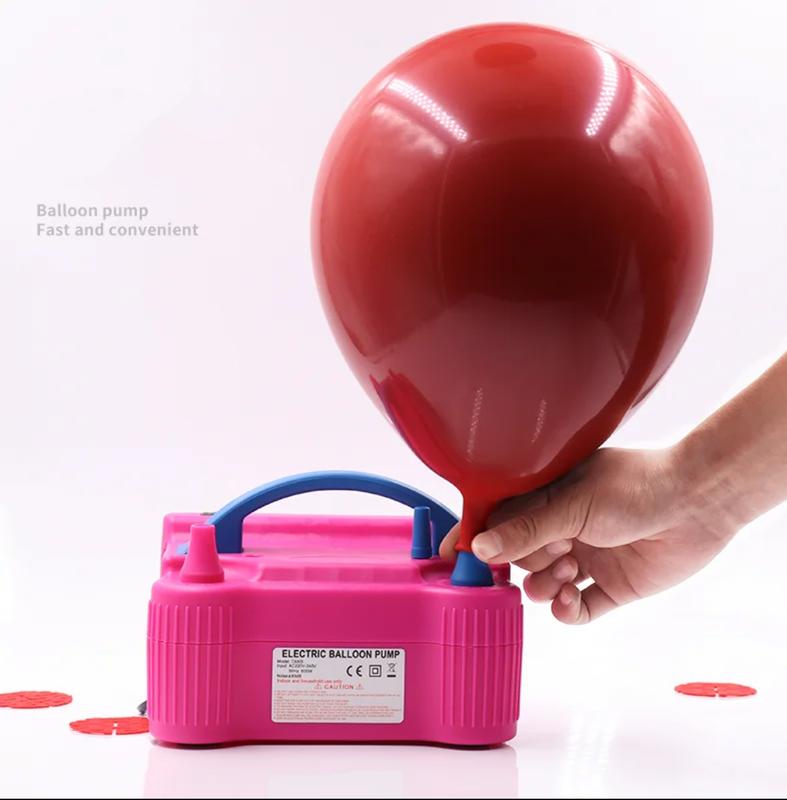 Electric Air Balloon Pump, Portable Dual Nozzle Electric Blower Inflator for Decoration, Party, Sport,Gifts:2 Tying Tools Balloon Air Pump Dual Nozzle Rose Red 110V 600W Balloon Inflator for Party Decorations