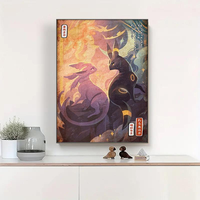 Cartoon Pattern Unframed Painting, 1 Count Retro Anime Figures Canvas Painting, Vintage Wall Art, Living Room Bedroom Home Decor