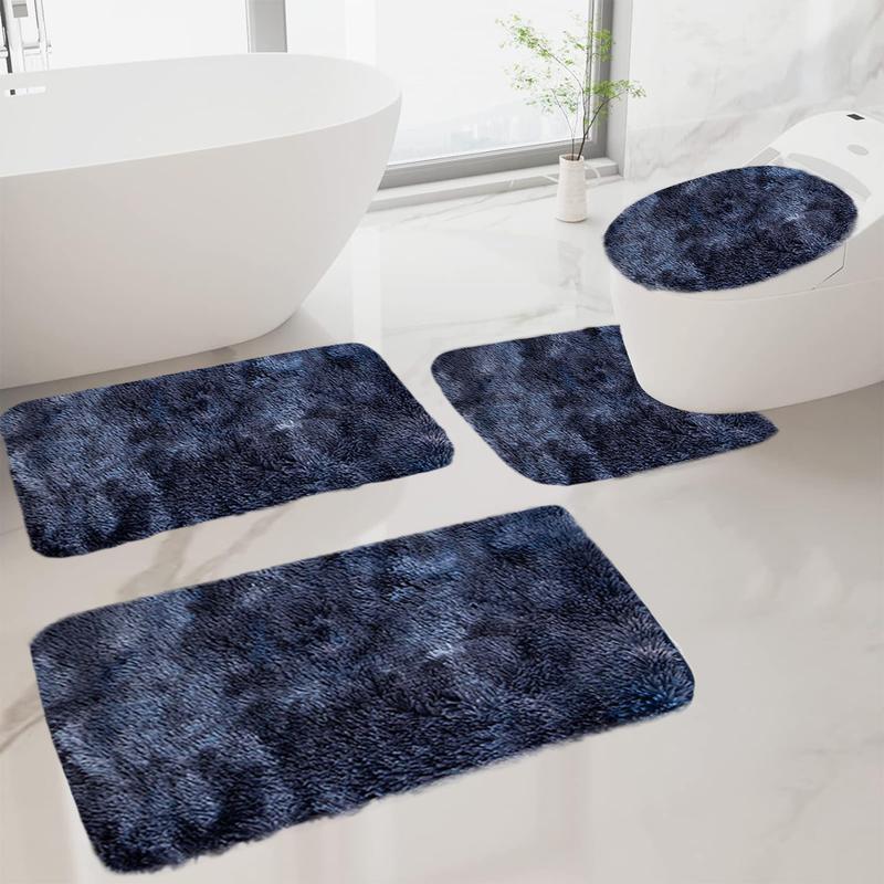 Bathroom Rugs Sets 4 Piece with Toilet Cover, Absorbent Microfiber Bath Mats for Bathroom,Non Slip Bathroom Rugs Washable with U-Shaped Contour Toilet Mat for for Bathtub, Shower Christmas gifts area rug