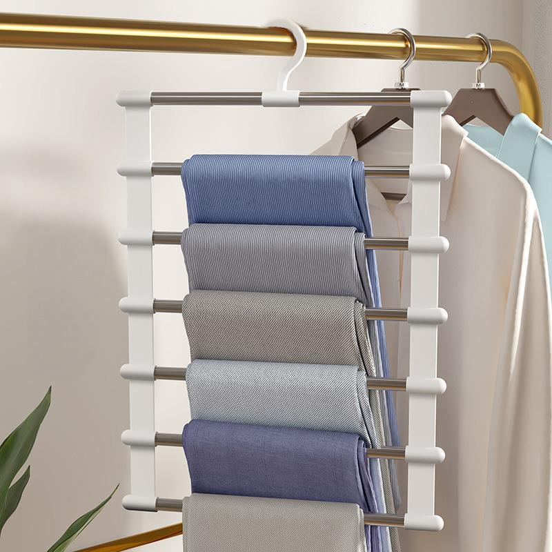 Foldable Pants Hanger, 1 Count Multi-layer Stainless Steel Folding Clothes Hanger for Home Wardrobe, Home Organizer