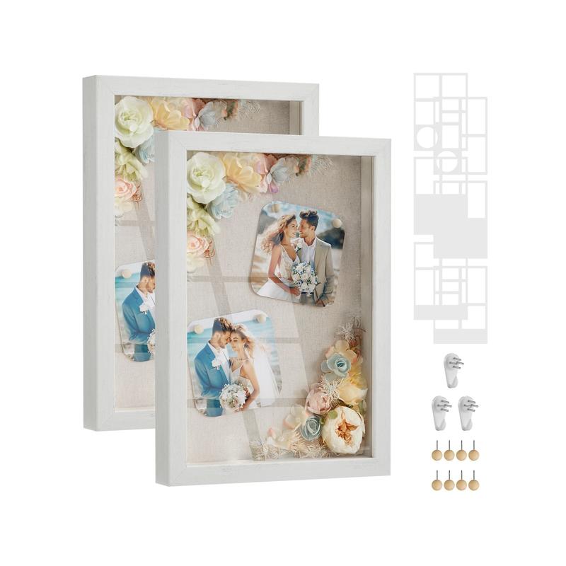 SONGMICS A4 Shadow Box Frame with Wood Push Pins