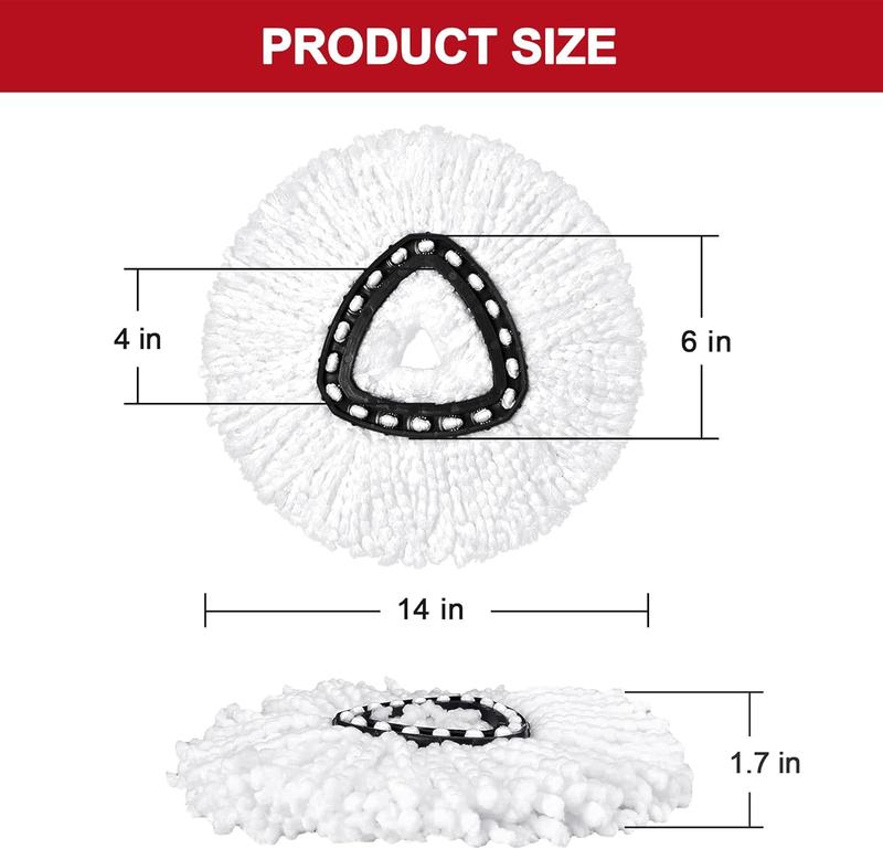 Spin Mop Head & Scrub Head Refills Pack for O-Cedar EasyWing Spin Mop System. Microfiber Mop Head Replacements for Velida ocedar + 2PC Scrub Brush