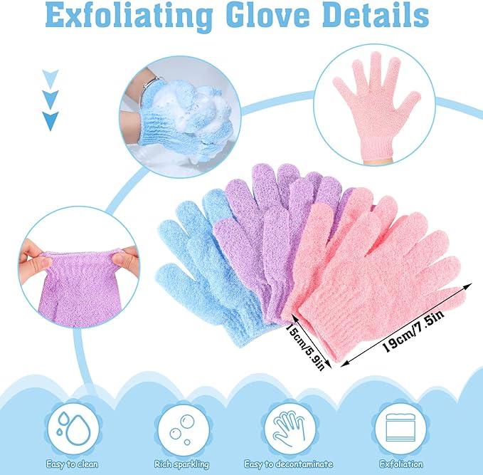 6 Pack African Net Sponge Exfoliating Glove Set, 3 Bath Sponge Body Scrubber Back Scrubber and 3 Pairs Accessories Skincare bodycare