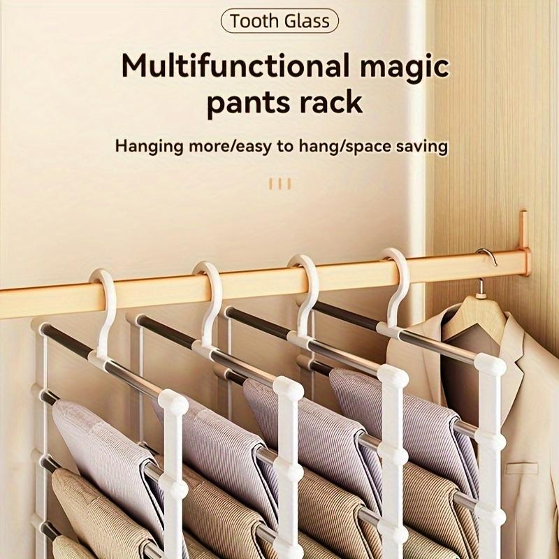 Foldable Pants Hanger, 1 Count Multi-layer Stainless Steel Folding Clothes Hanger for Home Wardrobe, Home Organizer