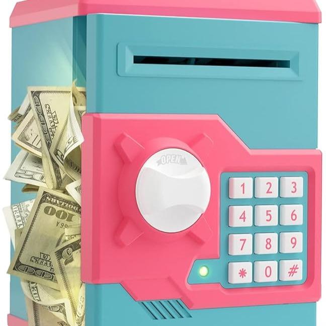 MeanGirls Decorations Saving Challenge Password Piggy Bank for Boys & Girls, Automatic Rolling Paper MoneyATM Ornaments Gift Security Gift Security