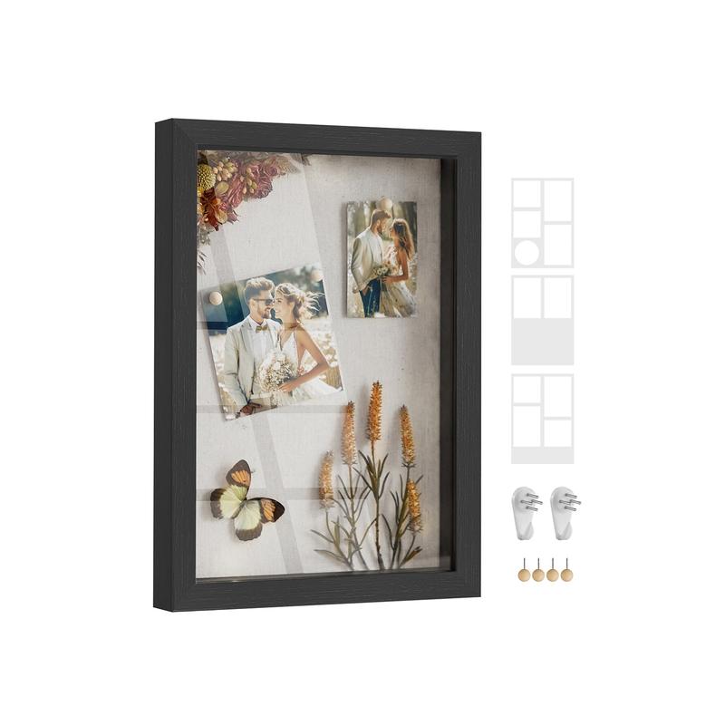 SONGMICS A4 Shadow Box Frame with Wood Push Pins