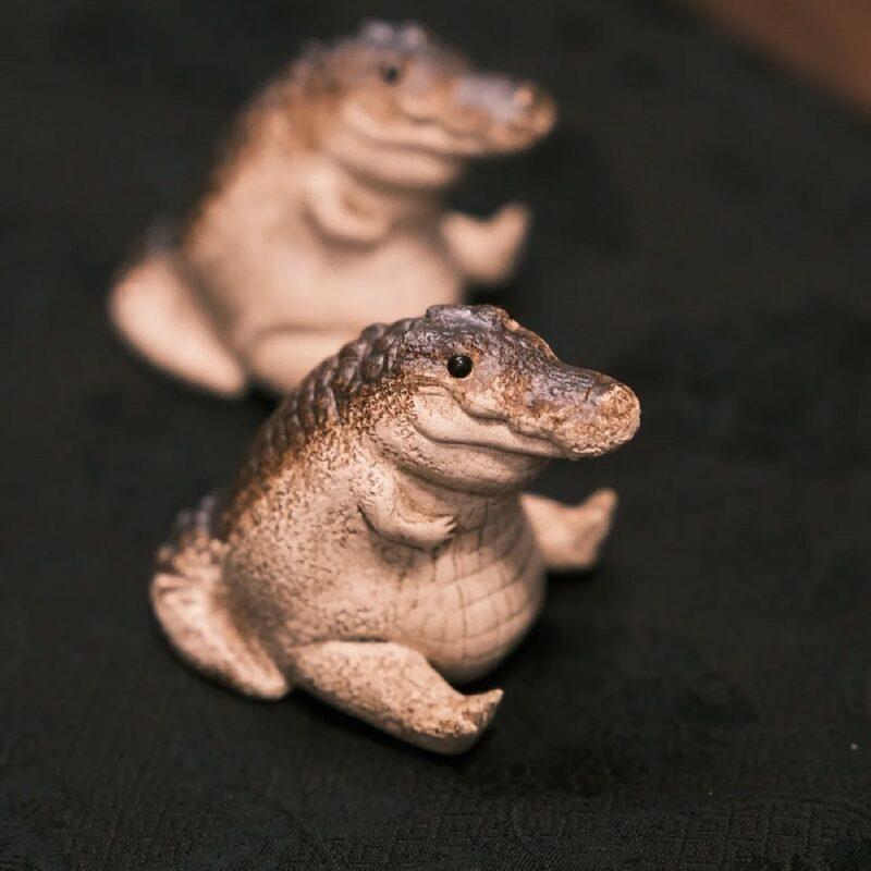 Greg Chubby Crocodile, Alligator Figurine Desk Ornament, Handmade Ceramic for Father Day Enthusiasts Lovers Dad Gifts