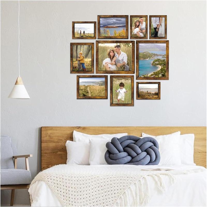 Gallery Wall Frame Set, Picture Frames Collage Wall Decor 10 Pcs, Picture Frame Set for Wall Mounting or Tabletop Display, Multi Sizes Including 8x10, 5x7, 4x6 Family Photo Frames