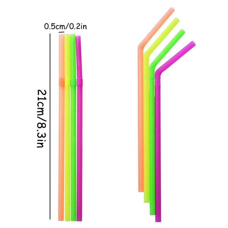 Colorful Disposable Drinking Straws, 200pcs Portable Bendable Plastic Drinking Straws, Drinking Supplies for Home Party Festival Picnic Outdoor Dining Room